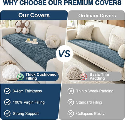 OstepDecor Couch Cover for Dogs, Washable Non Slip Sofa Cover for Pets | Soft Couch Covers for Sofa, Loveseat and Sectional, Furniture Protector Against Pet Hair & Dirt (35.4" x 70.9", Blue)