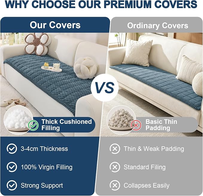 OstepDecor Couch Cover for Dogs, Washable Non Slip Sofa Cover for Pets | Soft Couch Covers for Sofa, Loveseat and Sectional, Furniture Protector Against Pet Hair & Dirt (27.6" x 86.6", Blue)