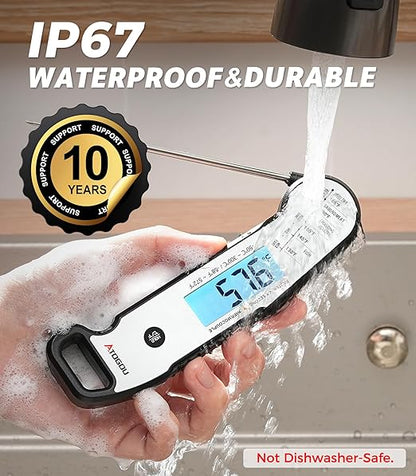 Atogou Professional Meat Thermometer Digital for Cooking Food, <1 Sec Instant Read & ±0.5℉ Accuracy, IP67 Waterproof, Thermocouple Sensor Probe, for Kithchen, BBQ, Grill, Silver