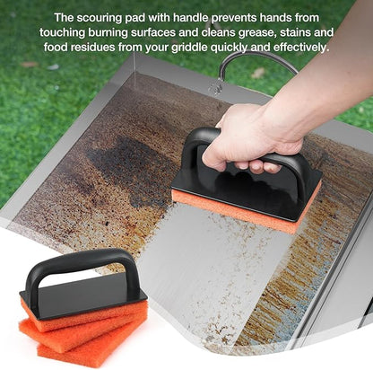 Onlyfire Griddle and Cooking Tool Kit, 23”x16” Outdoor Flat Top Griddle Plate with BBQ Scraper, Spatula and Scouring Pad for Gas and Charcoal Grills