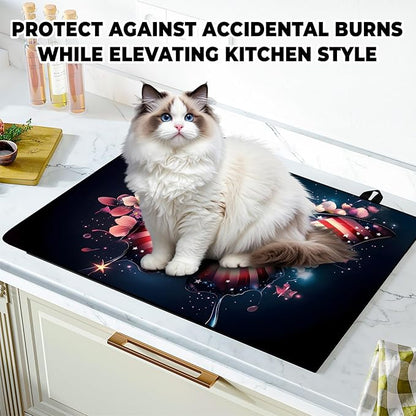 Patriotic Stove Top Cover, Heat Resistant Electric Stove Protector Mat, Large Diatomite Kitchen Counter Mat, Independence Day Decor American Flag Kitchen Accessory (butterfly-2, 28x20 Inch)
