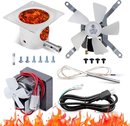 Traeger Grill Parts Kit by Canamax - Complete Set for Pellet Grill Auger Motor, Induction Fan, Fire Burn Pot, Hot Rod Igniter, Fuse, Power Cord - Compatible with Traeger, Pit Boss, Camp Chef, Z Grills