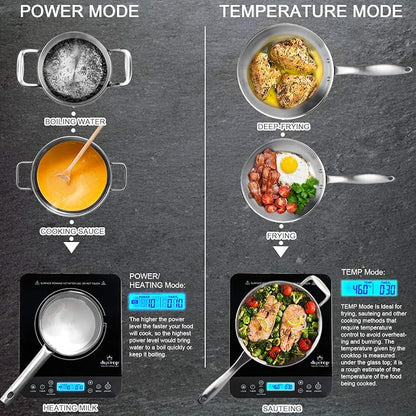 Duxtop Portable Induction Cooktop, Countertop Burner Induction Hot Plate with LCD Sensor Touch 1800 Watts, Black 9610LS BT-200DZ (Pack of 3)
