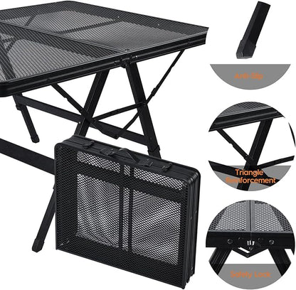 WildFinder 3 FT Folding Grill Table, Portable Camping Table for Outside, 3 Adjustable Height Folding Table with Desktop, Lightweight Outdoor, Camping, Picnic, BBQ