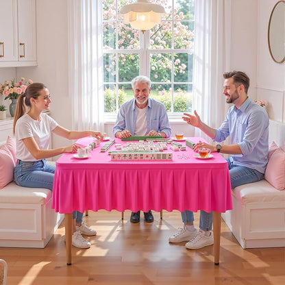 PARTISKY Hot Pink Spandex Square Tablecloths 48x48 Inch, Wrinkle Free Fitted Card Table Cloth Stretch Square Table Cover for Kitchen Dinner, Holiday Party, Wedding Banquet, Display Trade Show
