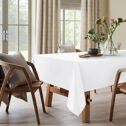 DWCN Rectangle Tablecloth - 60 x 84 Inch - Waterproof Stain and Wrinkle Resistant Washable Table Cloth, Decorative Fabric Table Cover for Kitchen Dining Room Party and Outdoor Use, White