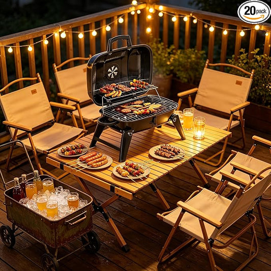 Outdoor Grills & Smokers Portable Camping Charcoal Grill Cooking Barbecue, Tabletop BBQ Grill for Small Charcoal Grill, Asador de Carbon Parrilla para Asar Carne,A-1