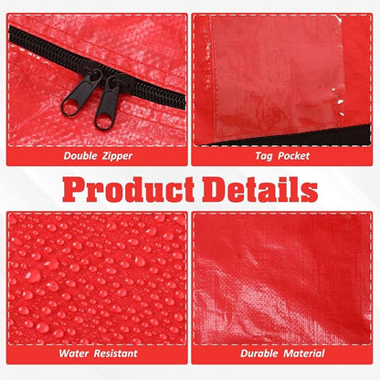 4 Pcs 149 Gallon Extra Large Moving Bags Heavy Duty Storage Bag with Strong Zipper Handle Foldable XXL Jumbo Storage Tote Packing Moving Box for College Dorm Travel Cloth Duffle (Red)