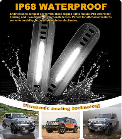 Front Bumper Grill Lights for Ford Bronco 2021-2024 LED Marker Head Light Bar Lamps DRL Insert Accessories, Only Fits Big Bend & Outer Bank 2/4 Door (White)