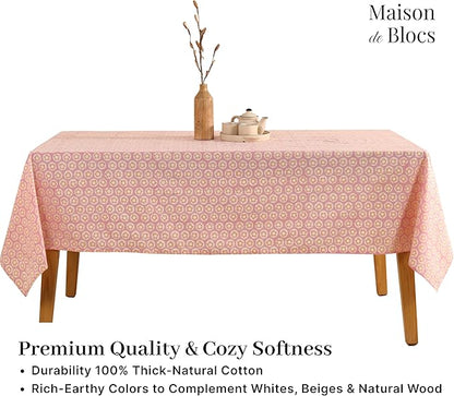100% Cotton Hand Block Printed, Tablecloth for Kitchen, Dining, Table Cover for Parties, Chritmas, Weddings, Barbecues and Summer picnics Table Cloth