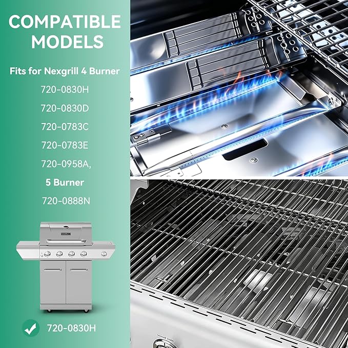 720-0830H Grill Replacement Parts for Nexgrill 4 Burner 720-0830D 720-0783C 720-0958A, 5 Burner 720-0888N, 17 Inch Stainless Steel Grill Grates, Heat Shields, Grill Burners, Igniters for Uniflame