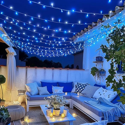 JMEXSUSS 400 LED Blue and White Christmas Lights Indoor Outdoor with Remore | 132 ft String Lights Plug in, Christmas Tree Lights for Bedroom Party Outside Patio Tree Holiday Xmas Decor,8 Modes