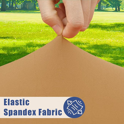 Moosfor 2 Pack Rectangle Spandex Fitted Table Cloth, 8FT Elastic Tablecloth | Washable Picnic Table Cover, Stretch Waterproof Table cloths for Party, Patio, Dining, Kitchen, 30" x 96", Camel