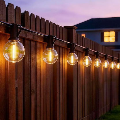 Outdoor String Lights 50FT with 25+2 G40 LED Bulbs, Shatterproof & Waterproof Patio Lights, Connectable Globe String Lights for Backyard Porch Deck Bistro Garden Party