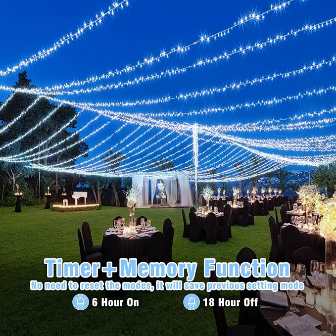800 LED Christmas Lights Outdoor 262FT Christmas String Lights 8 Modes Clear Wire Waterproof Plug in Twinkle Fairy String Lights for Indoor Outdoor Home Party Garden Decoration, Cool White