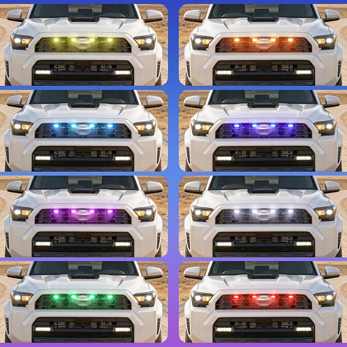 RGB Led Grills Light for 4Runner TRD-Sport TRD Offroad 2025 2026 | 4 in 1,6th gen Toyota 4runner oem 2027 grill light assembly