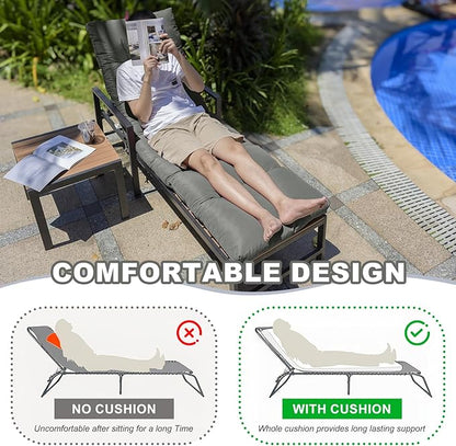 Outdoor Lounge Chair Cushions, 74.4 x 22 x 4.7 Inches Waterproof Fade Resistant Patio Cushion for Chaise Lounger