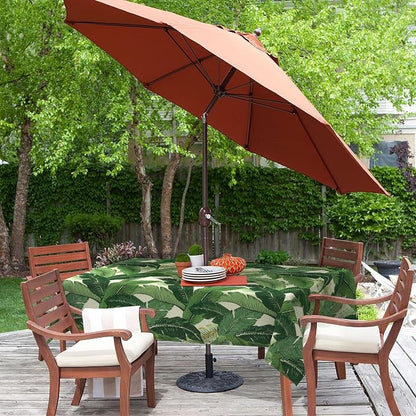 LVTXIII Rectangle Outdoor Tablecloth with Umbrella Hole and Zipper, Water-Repellent 60 x 84 Inch Patio Table Cover for Picnic, Garden, Backyard Dining, Swaying Palms Green