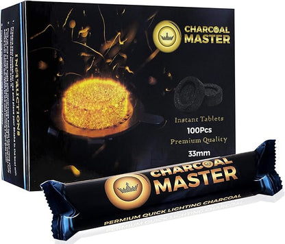 Quick Light Charcoal Tablets for Incense – 33mm Capsules – Charcoal Disk Lights – Instant Fire Coal Tablets – Set of 100 Charcoal Disks per Box