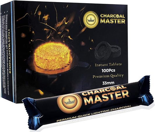 Quick Light Charcoal Tablets for Incense – 33mm Capsules – Charcoal Disk Lights – Instant Fire Coal Tablets – Set of 100 Charcoal Disks per Box