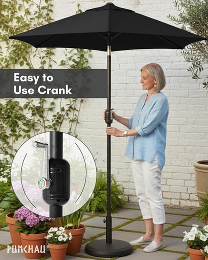 6 Ft Outdoor Patio Umbrella, Easy Open/Close Crank and Push Button Tilt Adjustment - Black Market Umbrellas