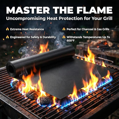 RAINFLOW 5 Pcs Nonstick Grill Mat for BBQ & Outdoor Grilling, 15.75 x 13 '' | Reusable & Easy to Clean Grill Cooking Mats for Gas, Charcoal & Electric Grills,Black