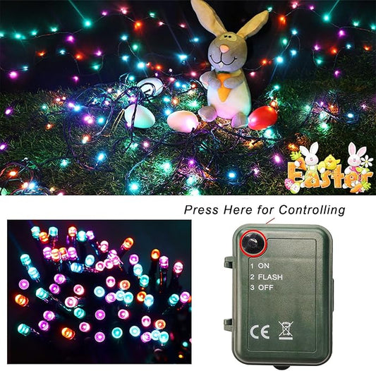 Pooqla Easter String Lights Battery Powered, 4 Pack Total 66.6 FT 200 LED Colorful Pastel String Lights for Indoor Outdoor Decoration, Twinkle Fairy Light for Home Party Room Garden Party Décor