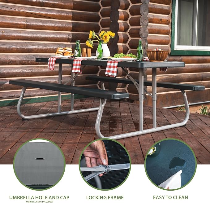 LIFETIME 6-Foot Classic Folding Picnic Table, Seats 8, Green