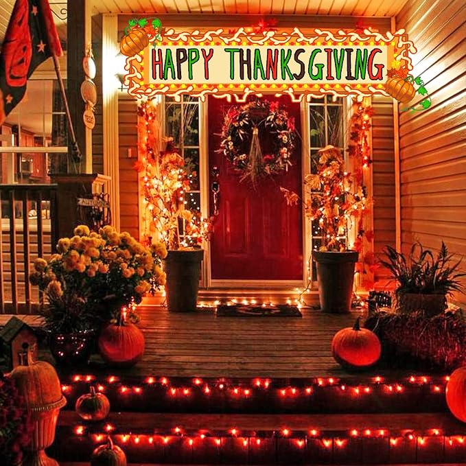 JMEXSUSS 200 LED Orange Halloween String Lights Outdoor Indoor Plug in | Connectable Orange Christmas Lights Clear Wire, Fall Light for Fireplace Tree Garden Patio Thanksgiving Fall Halloween Decor