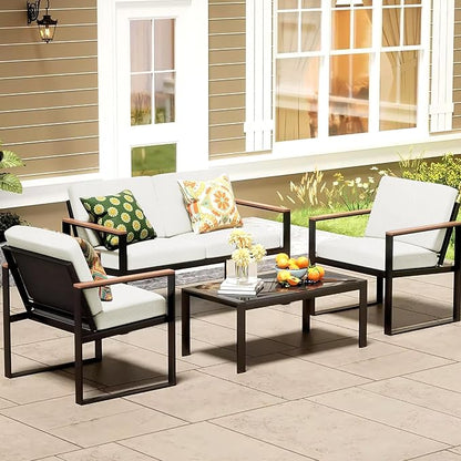 8Pcs Patio Cushion Covers, Outdoor Stretch Cushion Covers, Washable | Stretch Fit, Replacement, Washable and Reusable Furniture Protectors, Fits most patio furniture cushion covers, Cover Only