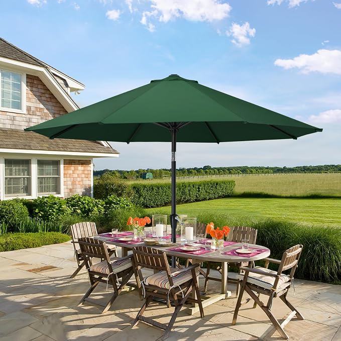 MASTERCANOPY 9ft Patio Umbrella with Tilt & Crank, Forest Green | 8 sturdy ribs;UV/water resistant;Vent;easy setup;for garden/deck/backyard/pool