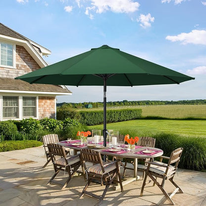 MASTERCANOPY 9ft Patio Umbrella with Tilt & Crank, Forest Green | 8 sturdy ribs;UV/water resistant;Vent;easy setup;for garden/deck/backyard/pool