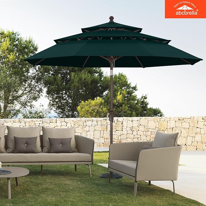 ABCCANOPY 5-Year 10-Year No Fading 9FT 3 Tiers Patio Umbrella, Outdoor Table Umbrella with 8 Sturdy Ribs for Deck, Backyard, Garden, Yard