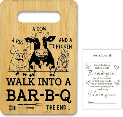 Funny Gifts for Women Men, Barbecue Bamboo Cutting Board, BBQ Charcuterie Board for Kitchen Decor, Birthday Gifts for Couple Neighbor Family Friends -13