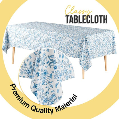 Exquisite 66% Thicker Floral Plastic Tablecloth Rectangle 54x108 Inch 6 Pack - Botanical Disposable Summer Table Cloth Tea Party Decorations - Greenery Table Cover Bridal Shower Wedding Spring