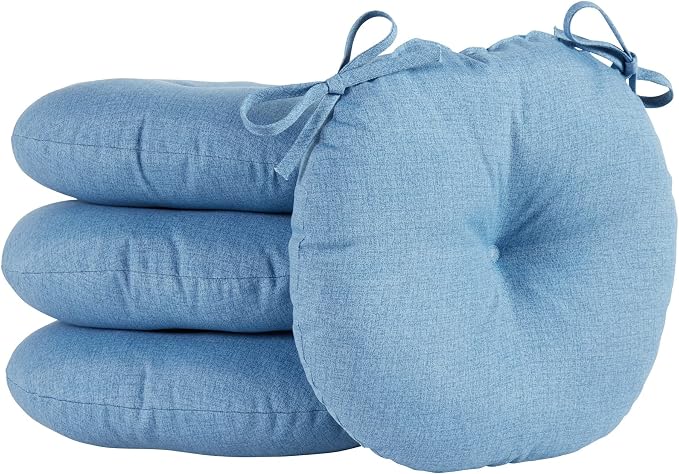 Greendale Home Fashions 15-inch Outdoor Round Bistro Seat Cushion, Set of 4, Denim