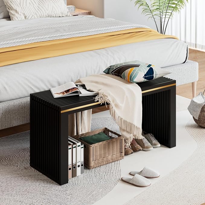 APRTAT Bamboo Dining Bench 35-Inch Indoor Wood Shoe Rack Bench for Entryway | Easy Assemble, Sturdy & Durable,Slatted Design,Versatile Everyday Seating,Living Room Hallway Bedroom Bathroom