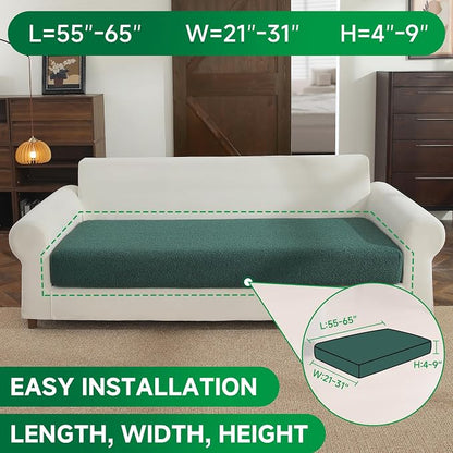 OHSIO Couch Cushion Covers for Sectional Sofa, Stretch Soft Sofa Slipcovers Washable Wear-Resistant Universal Furniture Protector for Living Room(1 Piece Large Cover, Green)