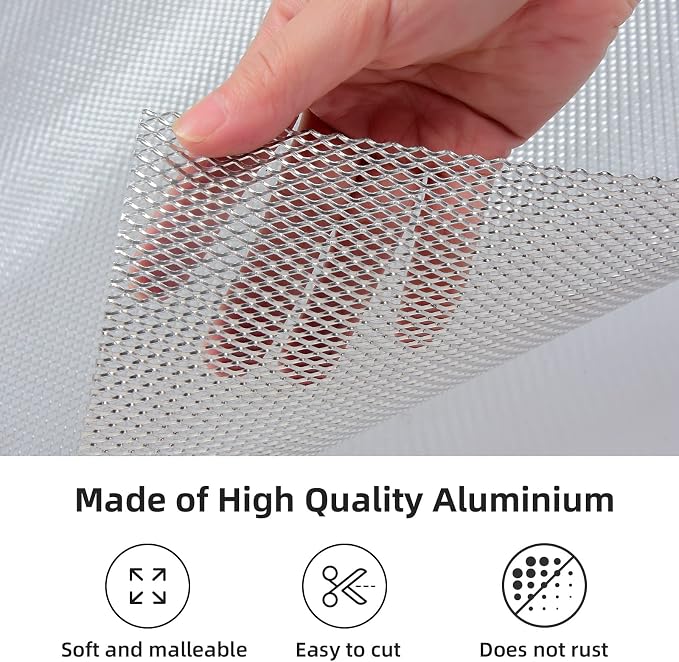 AggAuto Universal 170"x40" Car Grill Mesh 3x6mm Rhombic Hole Silver | Aluminum Alloy Automotive Grille Insert Bumper, One of the Most Multifunctional Shape Grids