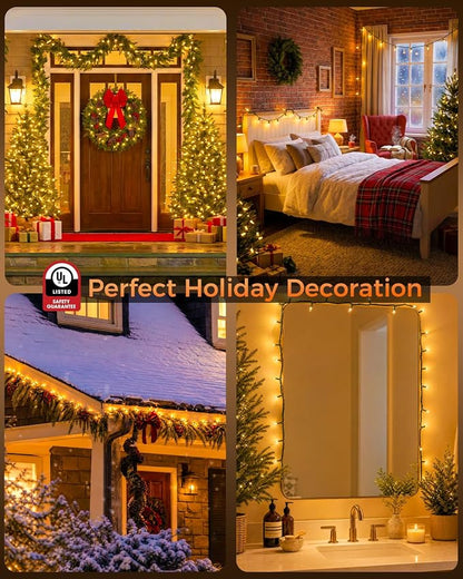 3 Pack Clear Christmas Lights Warm White, Total 300 LED 78FT | LED Bulbs, 30000+hrs Long Lifespan, UL Approved, Waterproof Mini String Lights for Christmas Tree Garland Patio Holiday