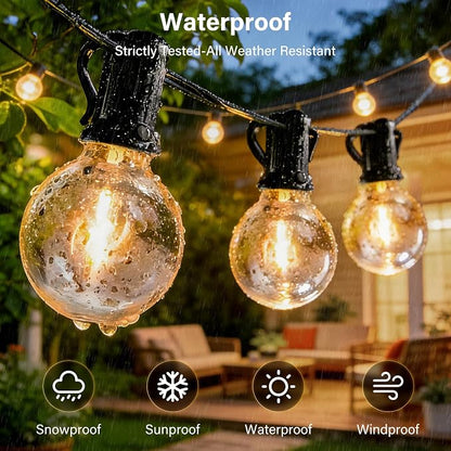 30FT Outdoor String Lights with Remote, Waterproof Connectable Dimmable G40 Patio Lights with 12+1 Shatterproof Edison LED Bulbs Plug in, Hanging Light for Outside Backyard Deck Garage Decor