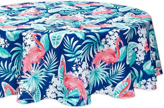 YiHomer Indoor Outdoor Tabletop for Spring Summer Decorations, Picnics and Dinner Parties - Stain and Water Resistant, Flamingo Dancing, Tablecloth, 60" Round
