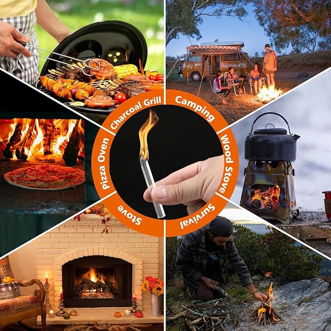 Fire Starter 50 pcs- Natural Fire Starters for Indoor Fireplace Long-Burning Charcoal Starters - Odorless Firestarters for Wood Stove, Chimney, Campfires & Grill - Quick Ignite