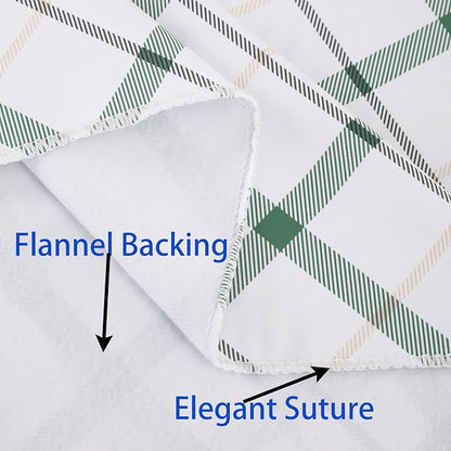 Heavy Duty Vinyl Tablecloth with Flannel Backing Waterproof Oil-Proof Plastic Table Cloth Stain-Resistant Wipeable Rectangle or Square Table Cover for Indoor and Outdoor (Green Plaid,60x84 Inch)