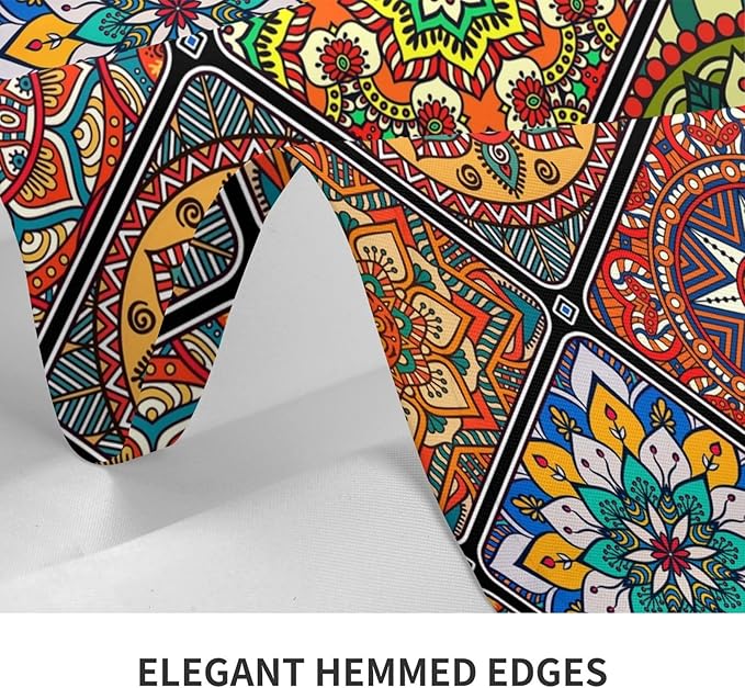 Mandala Colorful Tablecloth, Waterproof Retro Table Cloth for Kitchen Dining Picnic Parties Wedding Home Decor Outdoor Indoor Rectangle 54x72 Inch Boho Table Cover