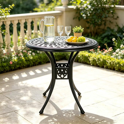 30.31" Outdoor Patio Dining Table, Cast Aluminum Patio Table, Patio Bistro Table, Patio Furniture Set with 2.36" Umbrella Hole for Balcony Lawn Garden Backyard