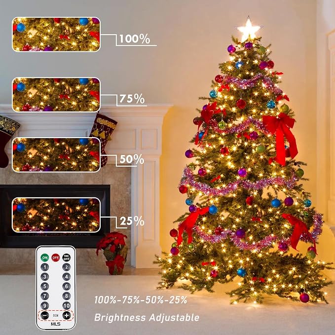 75.8FT Connectable Color Changing Christmas Light with Remote Timer 200 LED | Warm White & Multicolor Fairy Xmas String Lights with 11 Lighting Modes & Memory Function Waterproof for Christmas Tree Decor