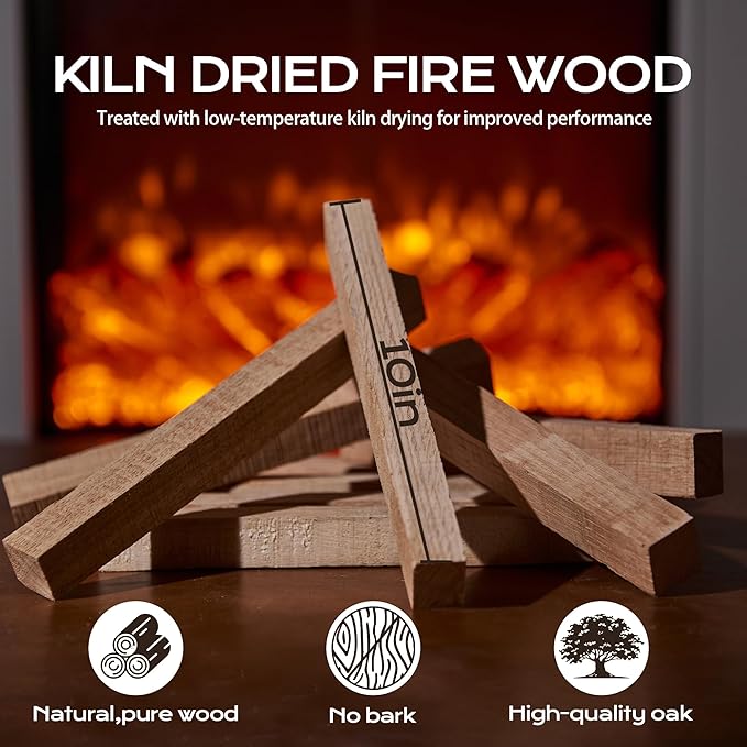 Kiln Dried Oak Firewood Bark Free Hardwood Logs for Pizza Ovens Fire Pits Fireplaces Clean Hot Burning Lights Quickly 10in 18lbs