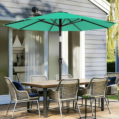AreShark 9 FT Patio Umbrella for Outdoor, Outdoor Table Umbrella with Push Button Tilt and Crank, Outdoor Patio Umbrellas with 8 Sturdy Ribs for Market, Garden, Pool (Peacoke Blue)