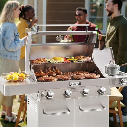 Monument Grills Larger Convertible 4-Burner Natural Gas Grill Stainless Steel Cabinet Style Propane Grills with Smoke Box(2 items)